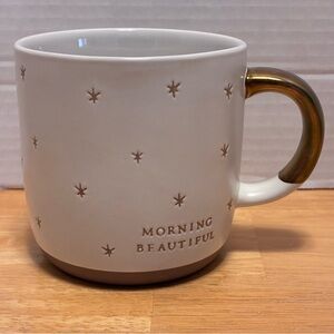 Hearth & Hand Morning Beautiful White Mug with Gold Handle and Star Accents